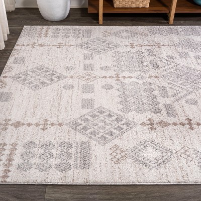 Bhalil 5' x 8' Gray and Beige Geometric Area Rug