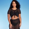 Women's Mesh Drawstring Ruched Cover Up Top - Wild Fable™ - image 3 of 4