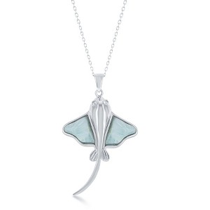 Caribbean Treasures Sterling Silver Larimar Stingray 18" Pendant Necklace - Blue - 1 of 2