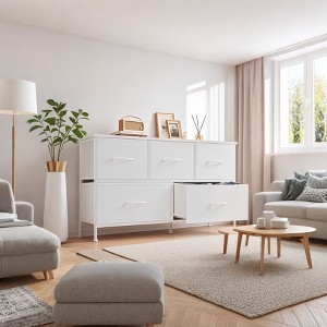 Bestier Dresser for Bedroom with 5 Drawers, Dresser for Closet, Living Room, Nursery, Chest of Drawers with Sturdy Steel Frame, Wood Top - 1 of 4
