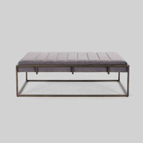 Magdalene Modern Velvet Ottoman Bench Gray Christopher Knight Home Target