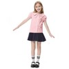 Girls Button Down Tops Peter Pan Collar Short Sleeve Blouse with Ruffled Trim Puff-sleeve Tops Butterfly Collar Shirts for Girls - Pink,3-4T - 2 of 4