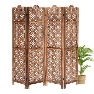 Room Divider Panel Wooden Room Divider Wall,5.6FT Tall Room Divider with Shelves,Folding Privacy Screens 67 In for Room Separation Home Office Bedroom - 1 of 4