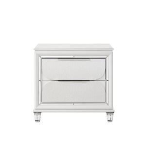 30.32" Tarian Nightstand Pearl White Finish - Acme Furniture: 2 Drawers, Wood Composite, No Assembly Required - 1 of 4