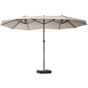 NicBex 15FT Steel Rectangular Double-Sided Patio Umbrella,Patio Umbrella with Base & Crank,Outdoor Market Umbrella for Pool,Garden & Patio - 1 of 4