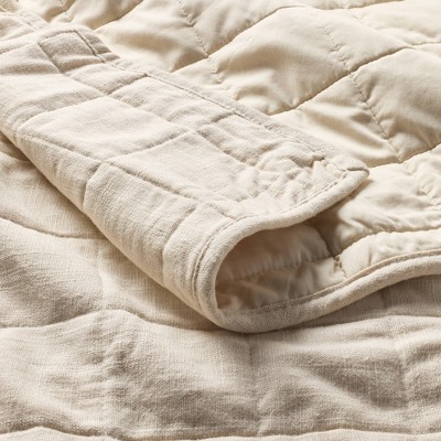 Full Natural Cotton Reversible Quilt with Linen Blend