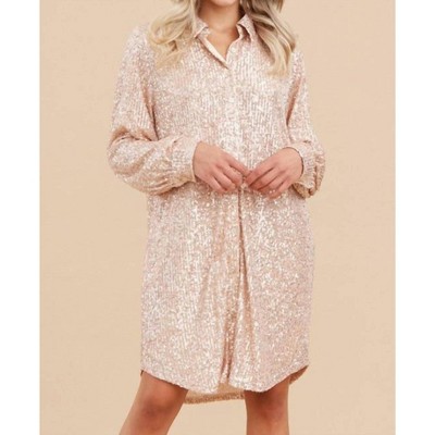 Women's Sequin Shirt Dress - Jodifl
