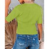 Womens Short Sleeve Sweaters Tops Crewneck Ribbed Pullover Shirt Soft Slim Fit Knit Sweater Blouse - 3 of 3