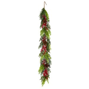5' Unlit Evergreen Artificial Garland with Berries and Pine Cones - National Tree Company - 1 of 3