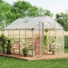 6x10 FT Greenhouse, Easy Assembly Aluminum Polycarbonate Greenhouses for Outdoors with Roof Vent and Ground Nails - 2 of 4