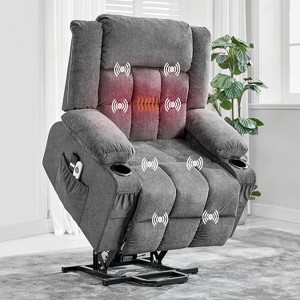 Large Power Lift Recliner Chair with Massage and Heat for Elderly People, 3 Positions, 2 Side Pockets and Cup Holders, and USB Ports - 1 of 4