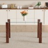 VYNXARIA 49.6'' x 30'' Transparent Tempered Glass Dining Table with Walnut/Wood  MDF Legs - Simple & Elegant Design - 3 of 4