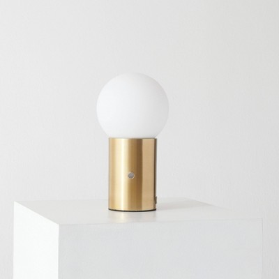Kai 11" Antique Brass Globe Table Lamp with USB Port