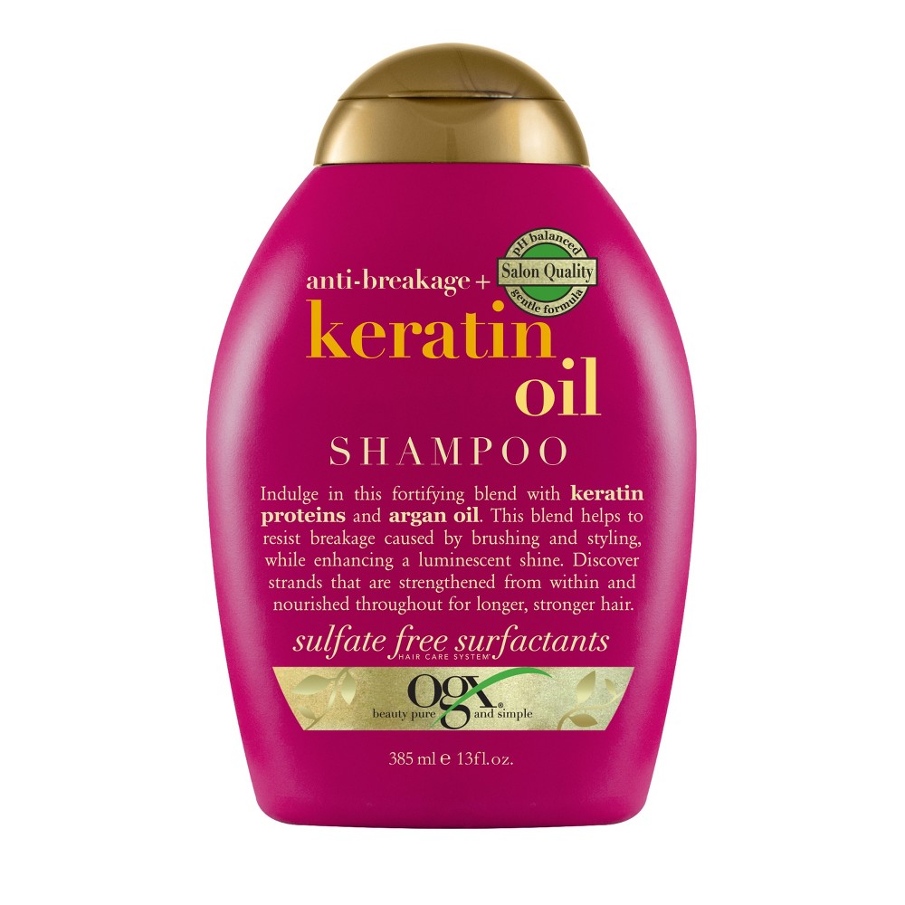 Photos - Hair Product OGX Anti-Breakage + Keratin Oil Fortifying Anti-Frizz Shampoo for Damaged 