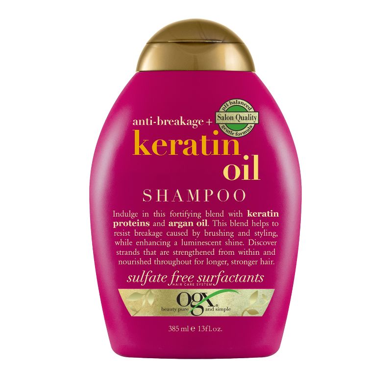 OGX Anti-Breakage + Keratin Oil Fortifying Anti-Frizz Shampoo for Damaged Hair &#38; Split Ends - 13 fl oz, 1 of 5