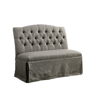 Palmquist Transitional Button Tufted Camel Back Bench Gray - ioHOMES