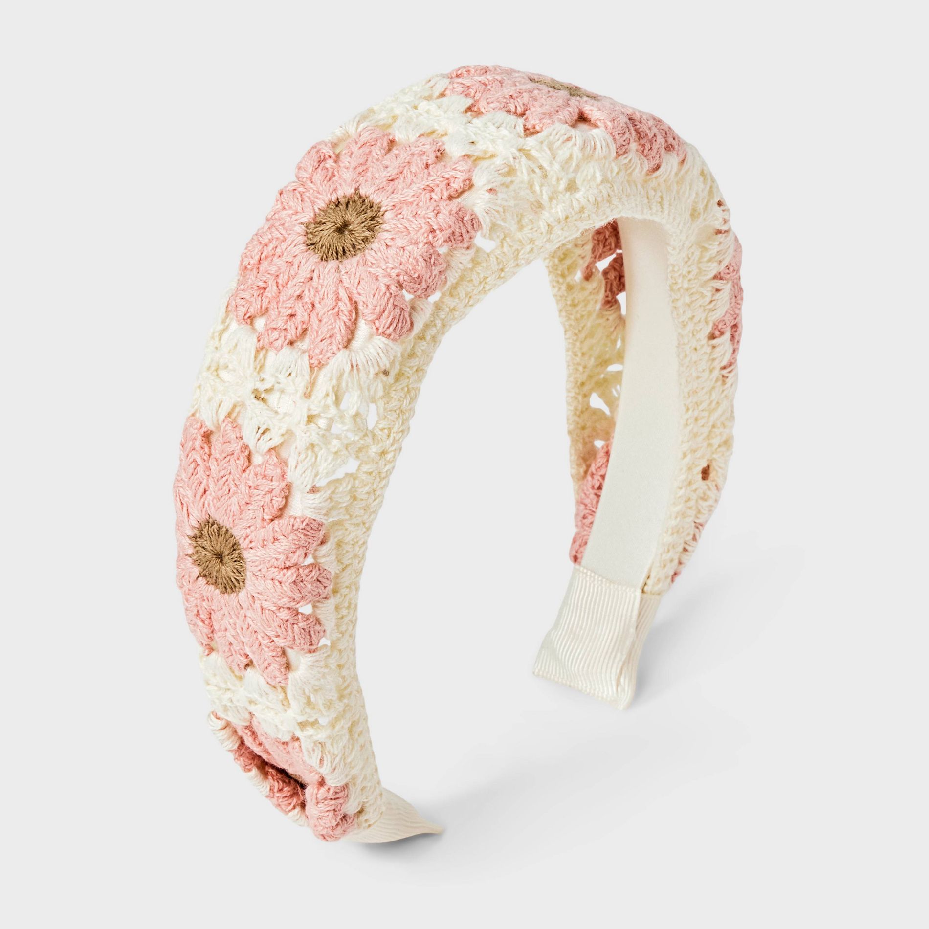 Girls' Floral Knitted Headband - Cat & Jack™ Pink/Cream