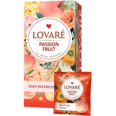Lovare Black Tea Blend Passion Fruit l 24 Tea Bags l 48g - Exotic Flavor Infusion, Rich And Aromatic Enjoyment