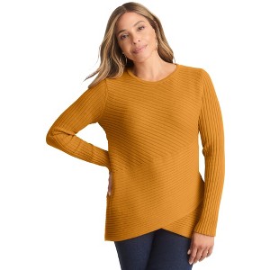 Jessica London Women's Plus Size Ribbed Crossover Crewneck - 1 of 4
