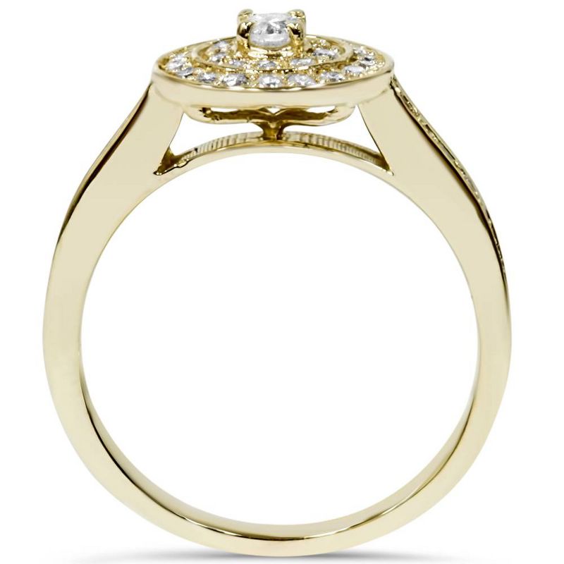 Pompeii3 1/2ct Diamond Double Halo Engagement Ring 10K Yellow Gold, 3 of 6
