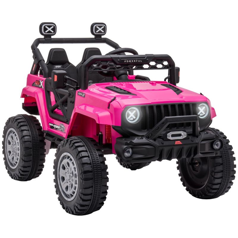 Aosom 12V Kids Ride on Car with Remote Control, Battery-Operated Ride on Toy with Spring Suspension, Led Lights, Music, Horn, 3 Speeds, 1 of 7