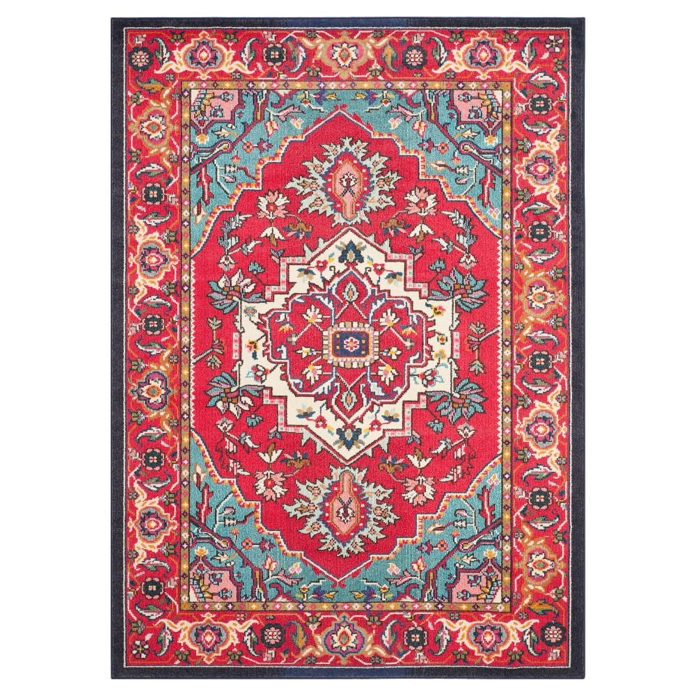 6'7inx9'2in Essie Area Rug Red/Turquoise - Safavieh