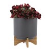 VisioGear 2PCS Round Planter with Wooden Stand, Plant Pots for Living Room, Bedroom, Grey, 10"*10"*12" - 4 of 4