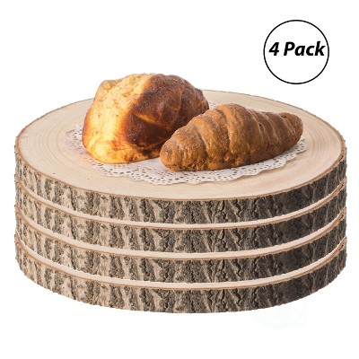 Vintiquewise Home Decor Natural Wooden Bark Slice Tray Large Rustic Table Charger Centerpiece 12 Set of 4