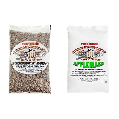 CookinPellets Perfect Mix Hickory, Cherry, Hard Maple, Apple Wood Pellets Bundle with CookinPellets Apple Mash Smoker Smoking Wood Pellets, 40 Lb Bags