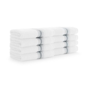 Aston & Arden Luxury Ring Spun Cotton Washcloths (8 Pack), 600 GSM, 13x13 in., White with Striped Ombre Border - 1 of 4