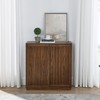 Vynxaria Mid Century Sideboard with 2 Sliding Doors & Solid Wood Strips, Ideal Storage Cabinet for Living Room, Kitchen, Dining, Entryway. - 2 of 4