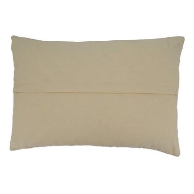 Natural Fringed Cotton Lumbar Pillow Cover 16"x24"