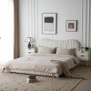 Boucle Upholstered Platform Bed with Curved Headboard and Vertical Stitching, Modern Wooden Frame Bed for Bedroom-Baofuwish - 3 of 4