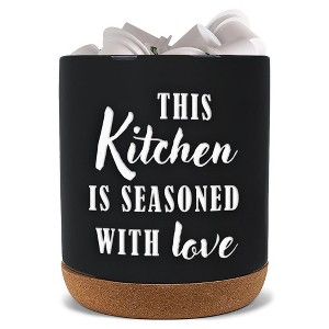 Elanze Designs Seasoned Love Black X-Large Cork Bottom, Kitchen Counter, Ceramic Stoneware, Coffee, Tea and Hot Chocolate, Machine Brewing, K Capsule - 1 of 1