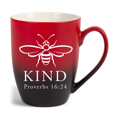 Elanze Designs Kind Two Toned Ombre Matte Red and Black 12 ounce Ceramic Stoneware Coffee Cup Mug
