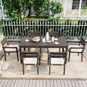 Acacia Wood Outdoor Dining Table And Chairs Suitable For Patio, Balcony Or Backyard - 1 of 4