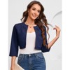 Womens Cropped Blazer Casual Business 3/4 Sleeve Collarless Open Front Cardigan Work Jacket Shrug - 2 of 4