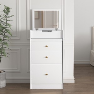 Gulches Small Vanity Desk with Mirror - White Makeup Vanitys Set Make up Table with Chair, Drawers, Mini Dressing Table for Girls Bedroom Living room - 1 of 4