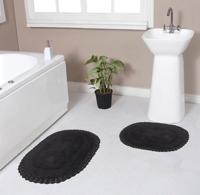 Hampton Crochet Collection Cotton Reversible Tufted Set of 2 Bath Rug Set - Home Weavers