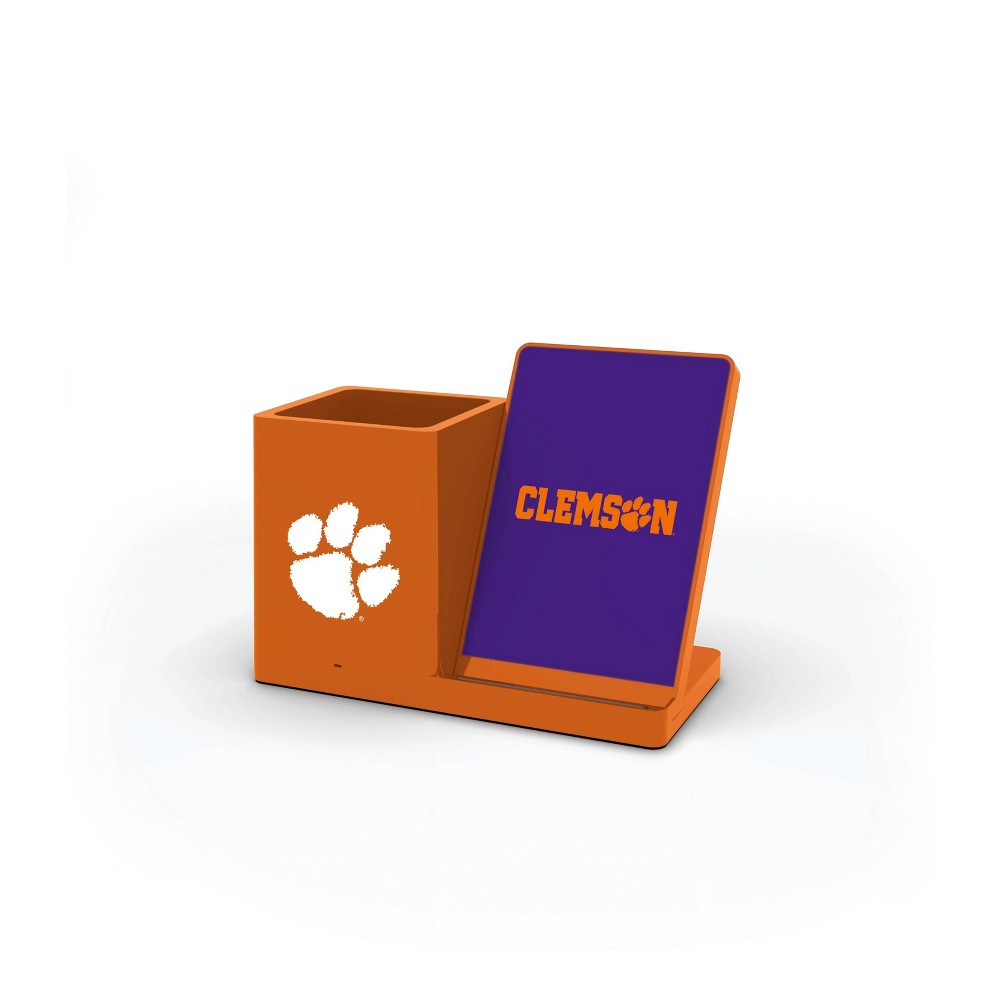 NCAA Clemson Tigers Wireless Charging Pen Holder: ABS Device Stand & Mount