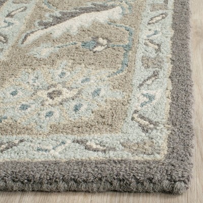 Blossom Dark Gray and Light Brown Floral Wool Area Rug, 6' x 9'