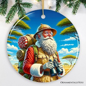 Santa Claus on a Safari Adventure Ornament, Christmas Gift and Decor for Explorers| OrnamentallyYou - 1 of 4