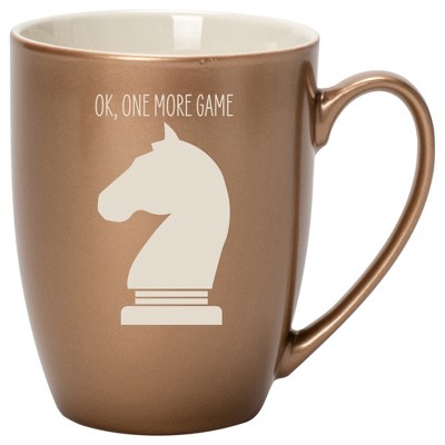 100 North Chess Knight 10 Ounce Bronze Metallic Finish, Comfortably Fits Your Hands, New Bone China Coffee Tea Cup Mug, Ok, One More Game