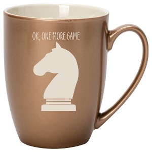 100 North Chess Knight 10 Ounce Bronze Metallic Finish, Comfortably Fits Your Hands, New Bone China Coffee Tea Cup Mug, Ok, One More Game - 1 of 1