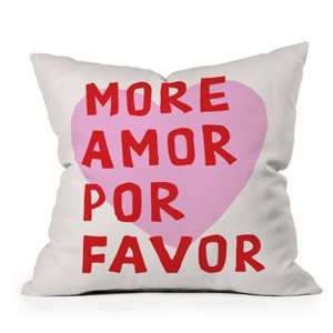 Deny Designs Thespacehouse More Amor Por Favor Pink Red Square Indoor Throw Pillow - 1 of 4