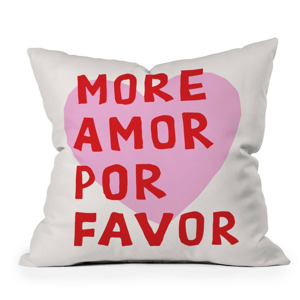 Photos - Pillow Deny Designs 20"x20" Thespacehouse More Amor Por Favor Pink Red Square Indoor Throw 