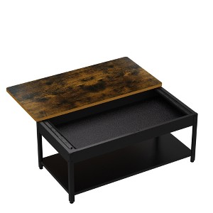 Rectangular double-layer coffee table with hidden storage compartment and fingerprint lock,suitable for apartments, residences, apartment - 1 of 1