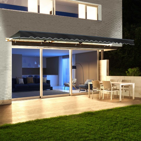 ALEKO 16 x 10 feet Motorized LED Half Cassette Patio Retractable Awning 16'x10' - image 1 of 4