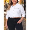 Women's Plus Size Cropped Long Sleeve Trendy Fashion Denim Jean Jackets - Agnes Orinda - 2 of 4