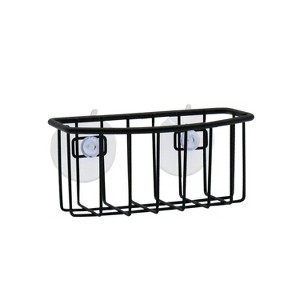 Trio Home Sink Sponge Organizer Caddy, Strong Transparent Suction Cups, Rust Resistant, Quick Drying  - Black - 1 of 4